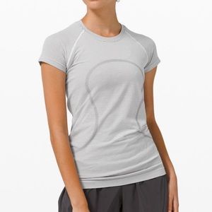 black and white striped lululemon swiftly tech tee